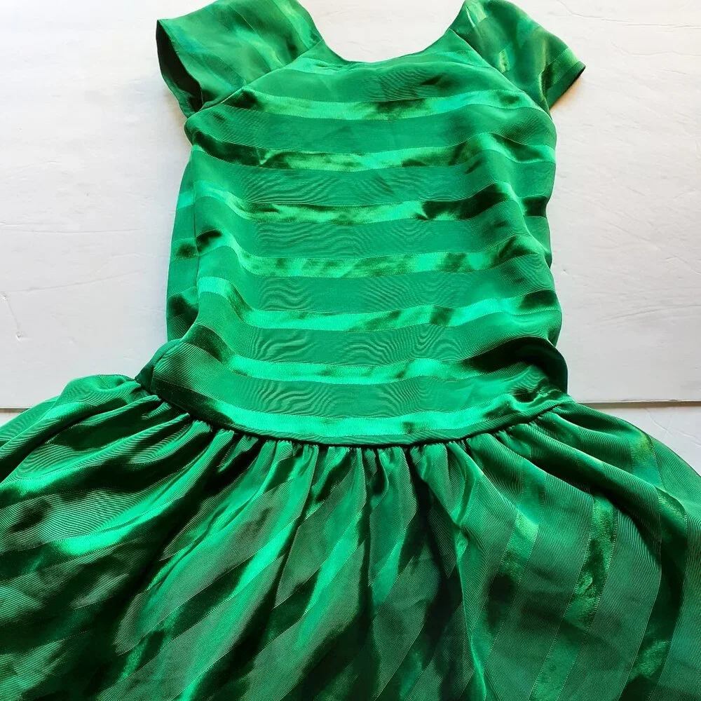 Gymboree Girls Dress Green Gems Tulle Holiday Christmas Stripe Ottoman 10 New